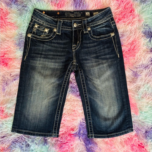 Miss Me Kids Dark Blue Denim Shorts - Picture 1 of 7